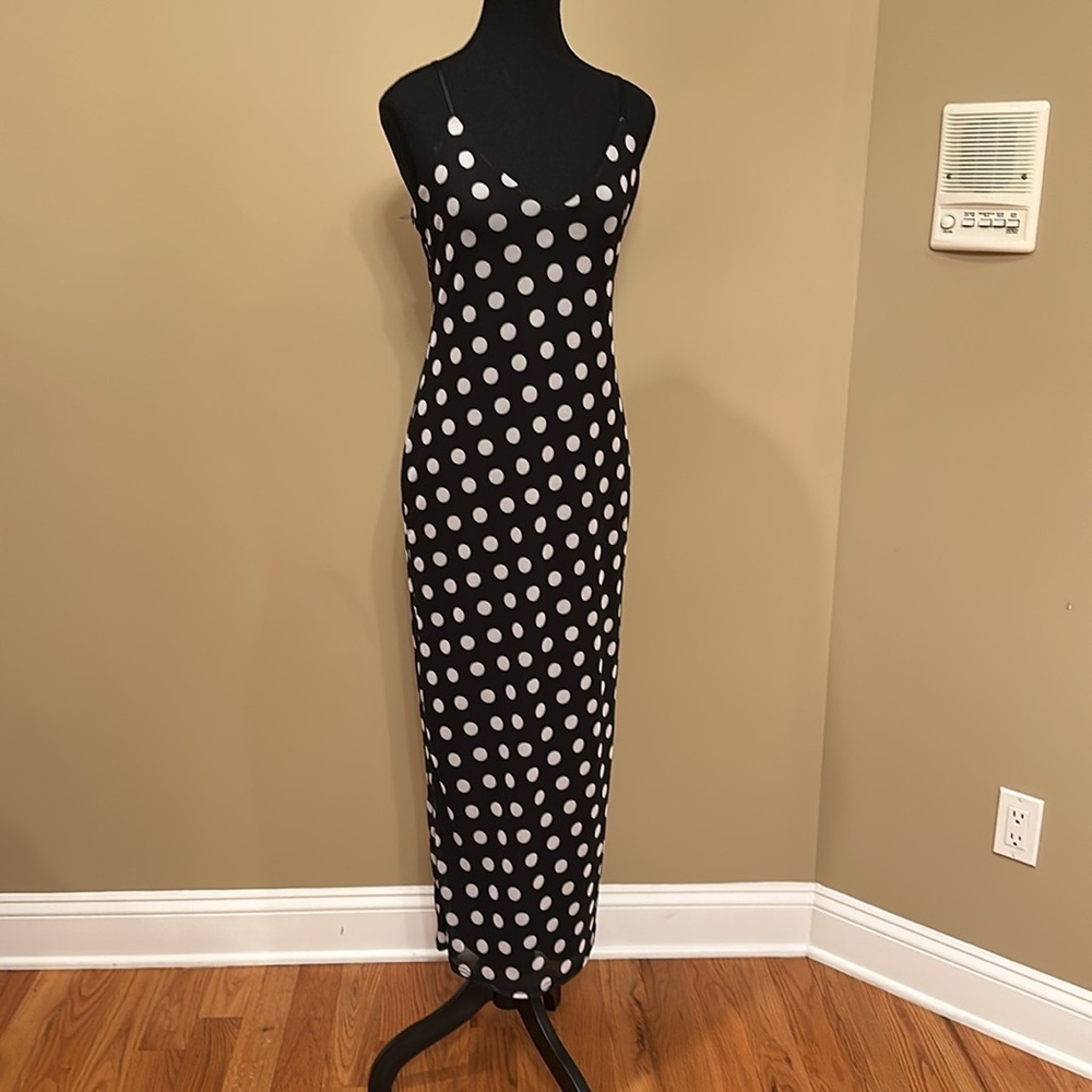AFRM Black and White Polka Dot Spaghetti Strap Midi Dress.  Size L.  Sold out! - Picture 8 of 12